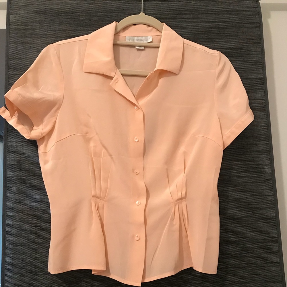 Petite Sophisticate silk pink blouse size 8P